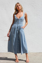 Didi Corset Bodice Denim Midi Dress