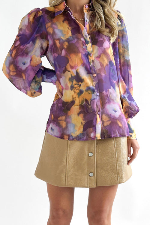All About You Print Button Down Long Sleeve Top