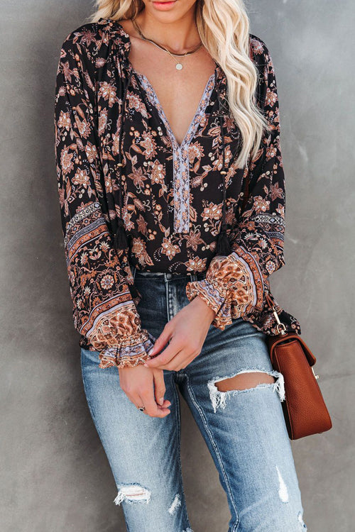 Giving Radiant Boho Print Long Sleeve Top
