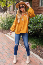 Daytime Escape Yellow Boho Embroidery Top