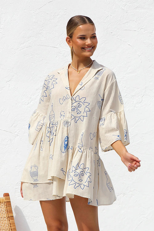 Open Your Heart Cotton Print A-Line Mini Dress
