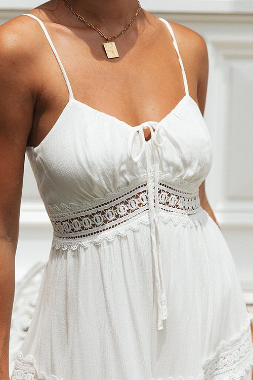 Moving Forward White Lace Sleeveless Maxi Dress