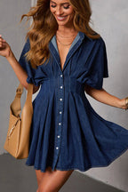 Simply Radiant Short Sleeves Denim Mini Dress