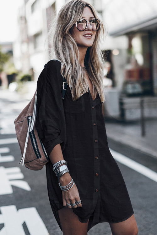 Take A Look Button Down Shirt Mini Dress