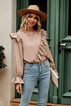 Elegant Image Ruffled Long Sleeve Top