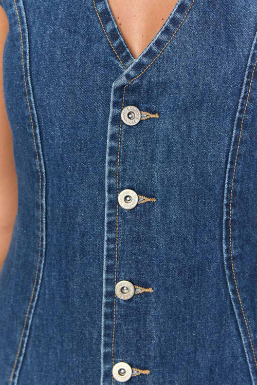 Vacation Status Tie-Back Denim Mini Dress