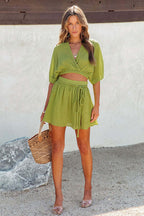 Have Some Playful Spirit V-Neck Short Sleeve Suit