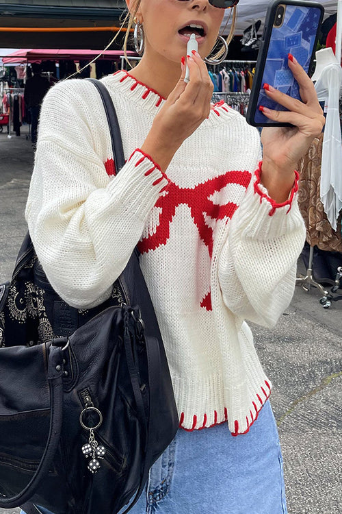 Mood The Best Bowknot Knit Sweater