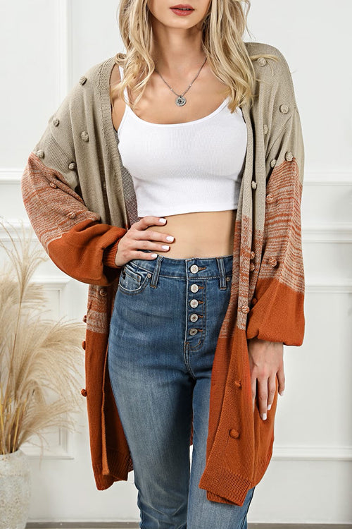 Wrapped In Cozy Fluffy Balls Long Sleeve Knit Cardigan