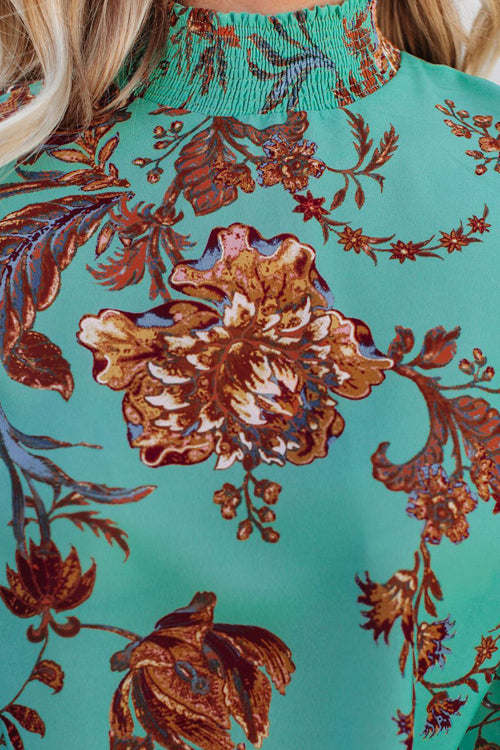 Charming Wishes Floral Print Smocked Top