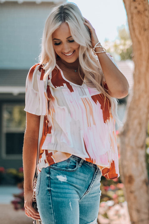 True Expression Printed Short Sleeve Top