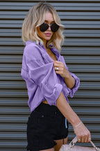 My Everyday Best Denim Cropped Long Sleeve Top