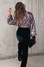 Striking Charmer Sequin Cropped Top