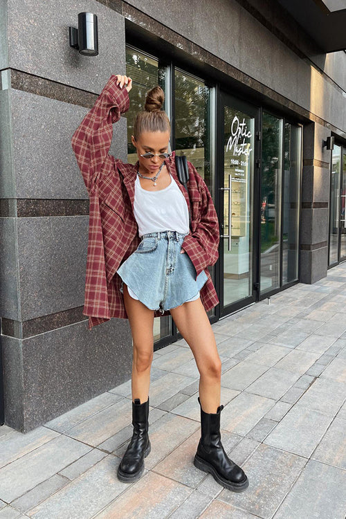 Polished Marvel Plaid Long Sleeve Top