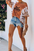 Never Better Tie-Dye Hollow-Out Knit Top