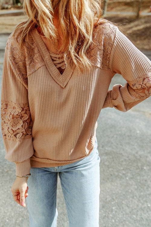 Fresh Style Lace Long Sleeve Knit Top