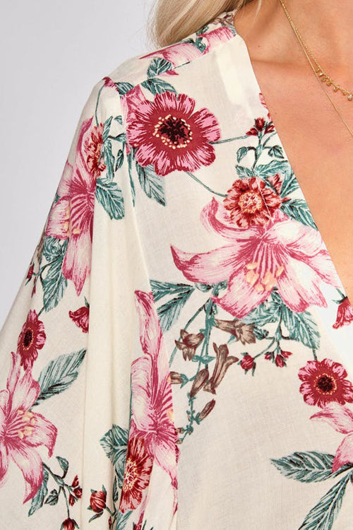 Mood Groovy Floral Button Down Top