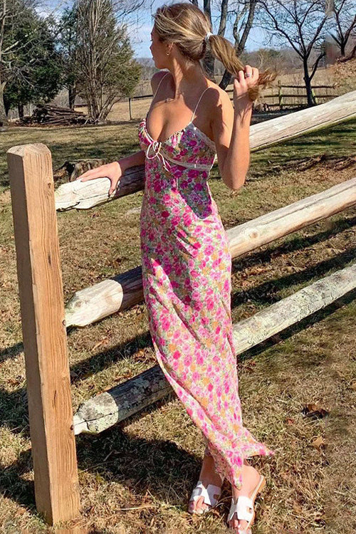Beautifully Polished Floral Print Lace Maxi Dress
