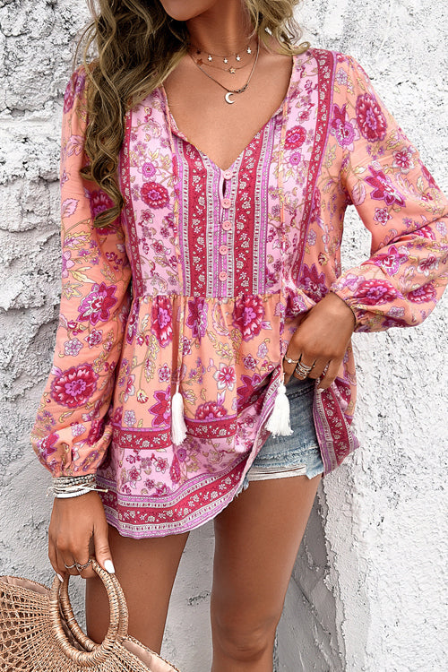All In Boho Print Long Sleeve Top