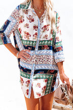 Right Now Print Button Down Tunic
