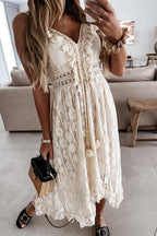 Come To Me Lace Tassel High-Low Maxi Dress