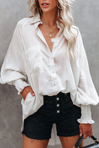 Affection Life Oversized Pocket Balloon Sleeve Shirt