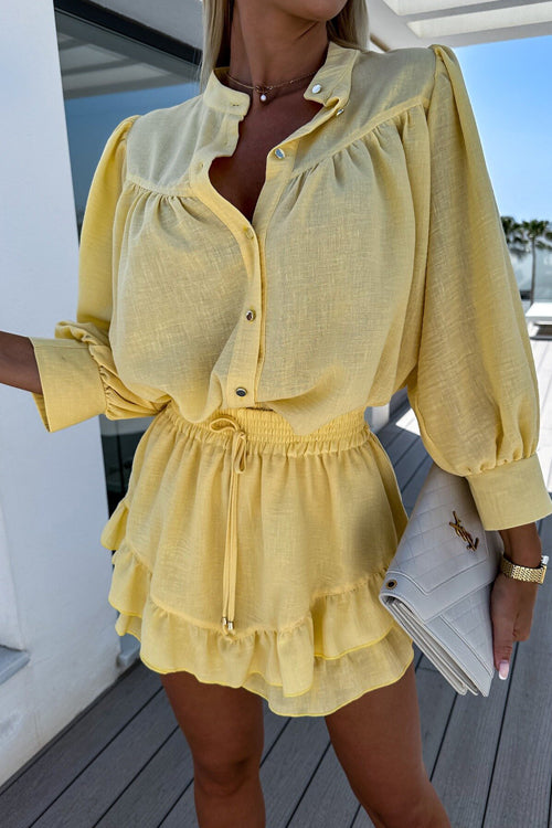 You Got This Button Ruffled Short Sleeve Suit