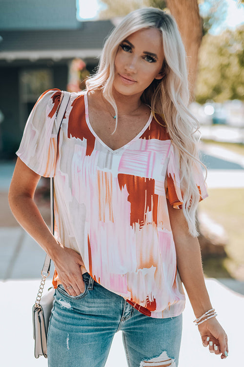 True Expression Printed Short Sleeve Top