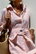 Delightful At Heart Striped Print Midi Dress