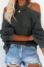 Most Delightful Treat Cold Shoulder Knit Sweater