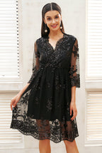 Sequin V-neck Half Sleeve Dress