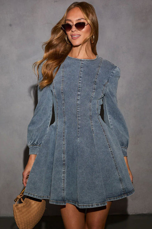 Delightful Looking Flare Denim Mini Dress