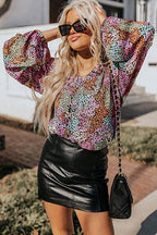 Say Yes Shivering Print Long Sleeve Top