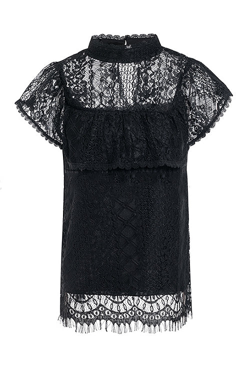 Cass Cream Lace Overlay Short Sleeve Top