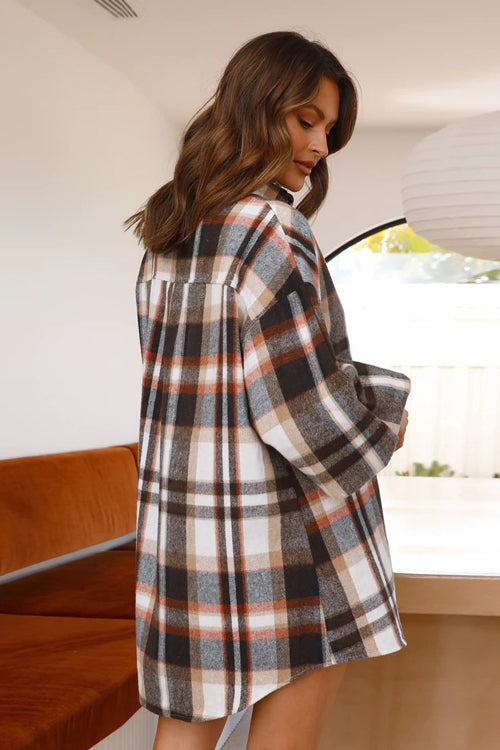 We're Better Together Plaid Long Sleeve Mini Dress