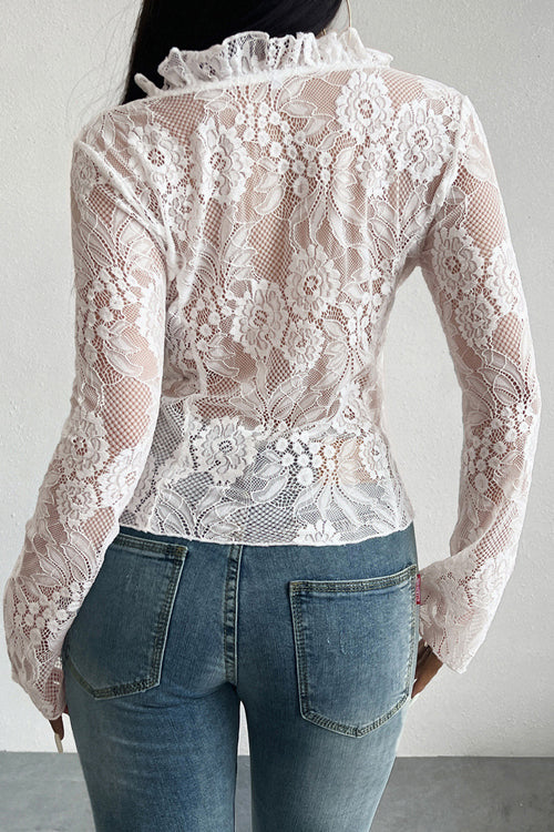 Midnight Love Story Lace Long Sleeve Top