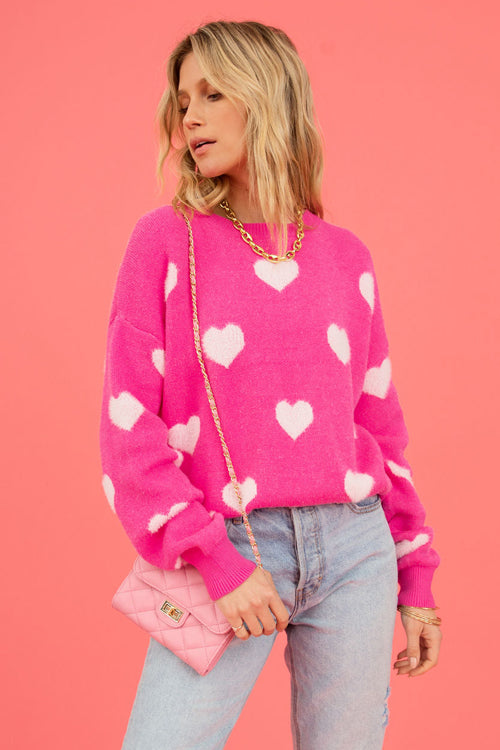 With Affection Pink Long Sleeve Knit Sweater