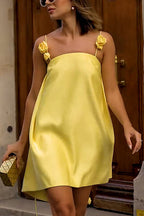 Unforgettable Icon Yellow Roses Mini Dress