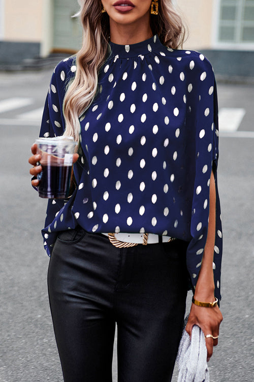 Promises Kept Dotted Short Sleeve Cape Top