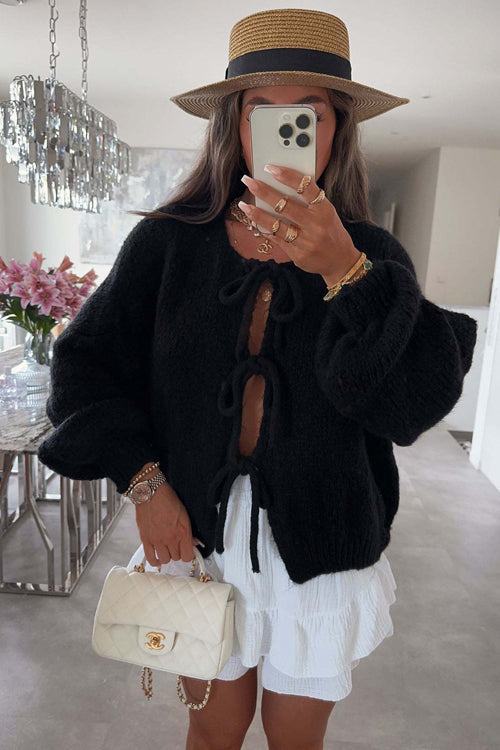 Uniquely Cozy Tie-Front Knit Cardigan Sweater
