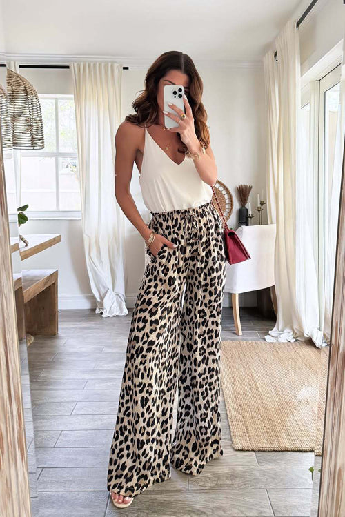 Blissful Getaway Leopard Print Wide Leg Pants