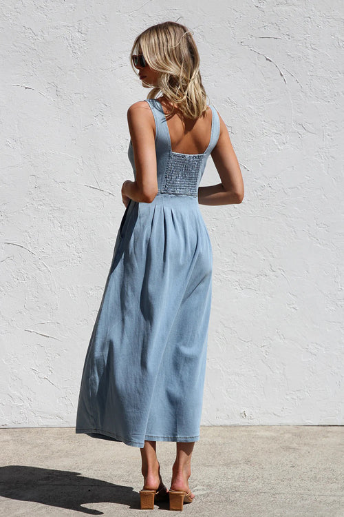 Didi Corset Bodice Denim Midi Dress