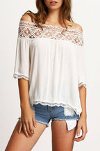 Delightful Memories Off the Shoulder Eyelet Top