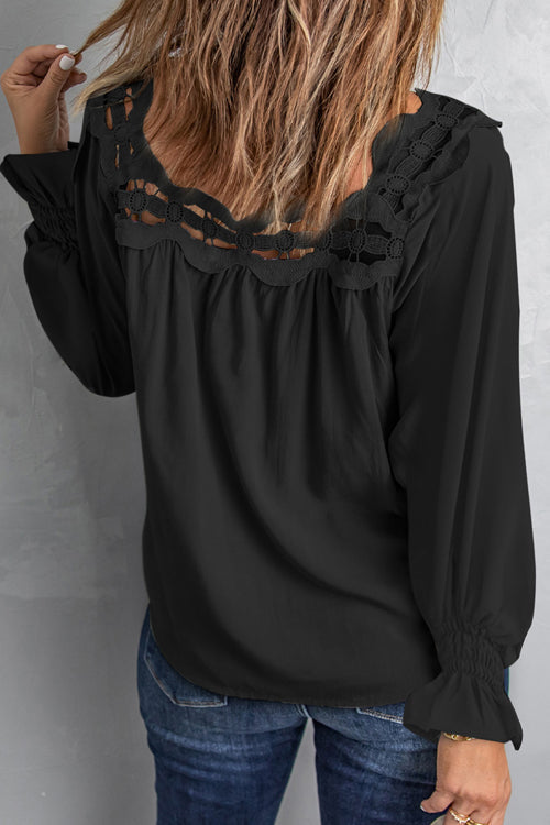 Romance-Inspired History Crochet Long Sleeve Top