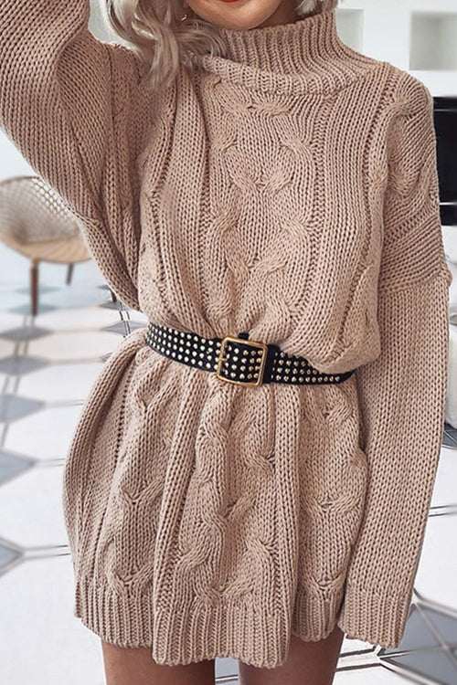 Sunrise Calm High-Neck Sweater Dress