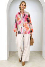 Make Yourself Joyful Print Button Down Long Sleeve Top