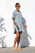 Popular Charmer Short Sleeve Denim Mini Dress