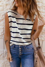 Mood Effortless Striped Sleeveless Tank Top