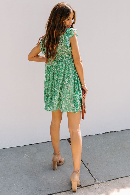 Only A Reverie Green Printed Mini Dress