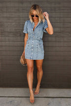My Beloved Day Down Denim Mini Dress